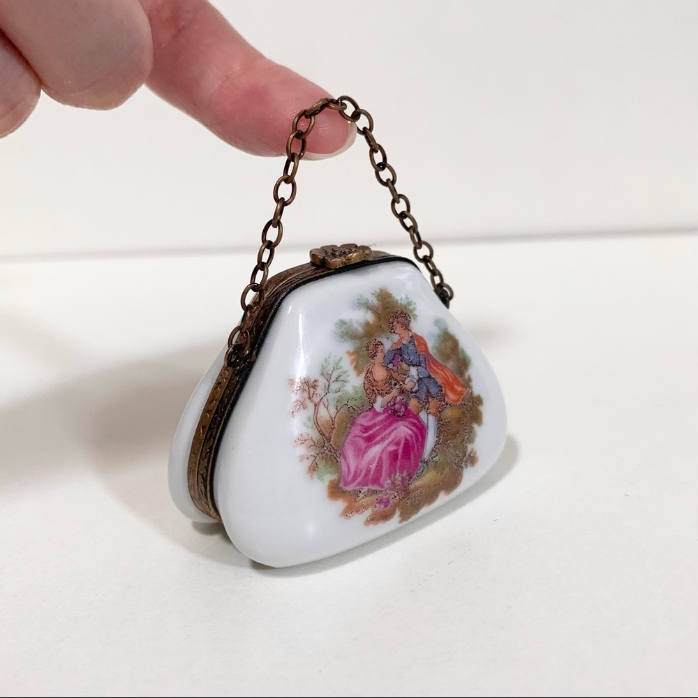 NEW Vintage Limoges France fragonard art porcelain mini purse